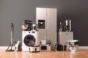 3d render of home appliances collection set