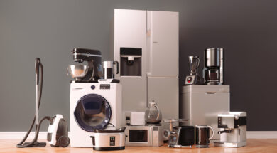 3d render of home appliances collection set